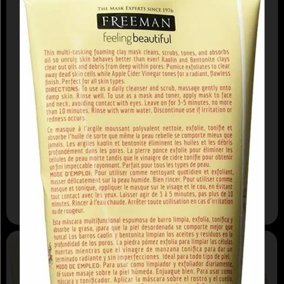 Freeman Feeling Beautiful 4-in-1 Apple Cider Vinegar Foaming Clay Mask 6 Oz - Picture 3 of 4